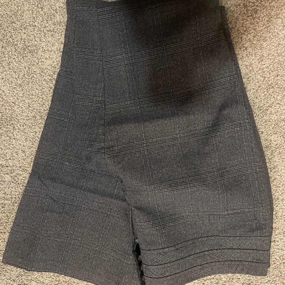 Grey/black/white check dress pants book cut